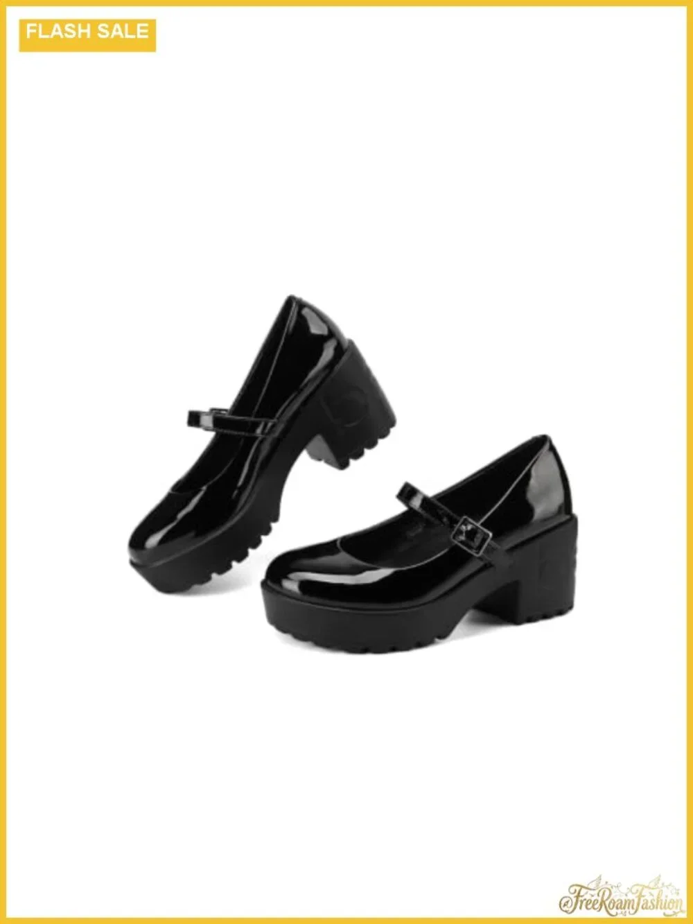 Platform Mary Jane Pumps Chunky Heel Vegan Faux Leather Comfortable Women's